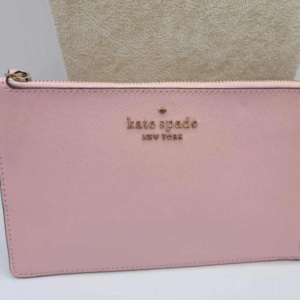 Kate Spade NY Pink Saffiano Leather Corner Zip Wristlet NWOT!